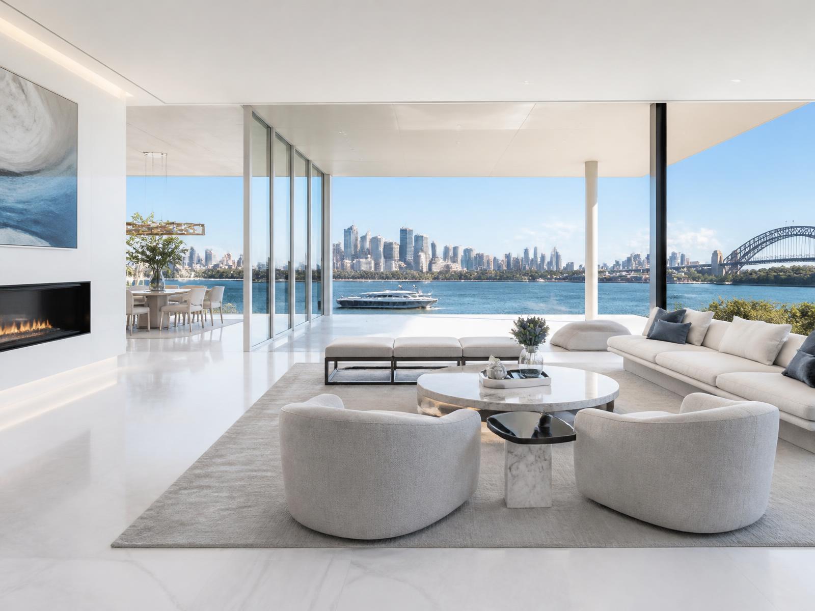 Immaculate luxury living room cleaned by Spring Club in Sydney